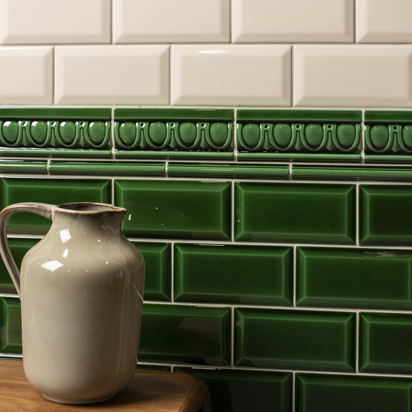 County White Metro Bevelled Tile 150x75mm