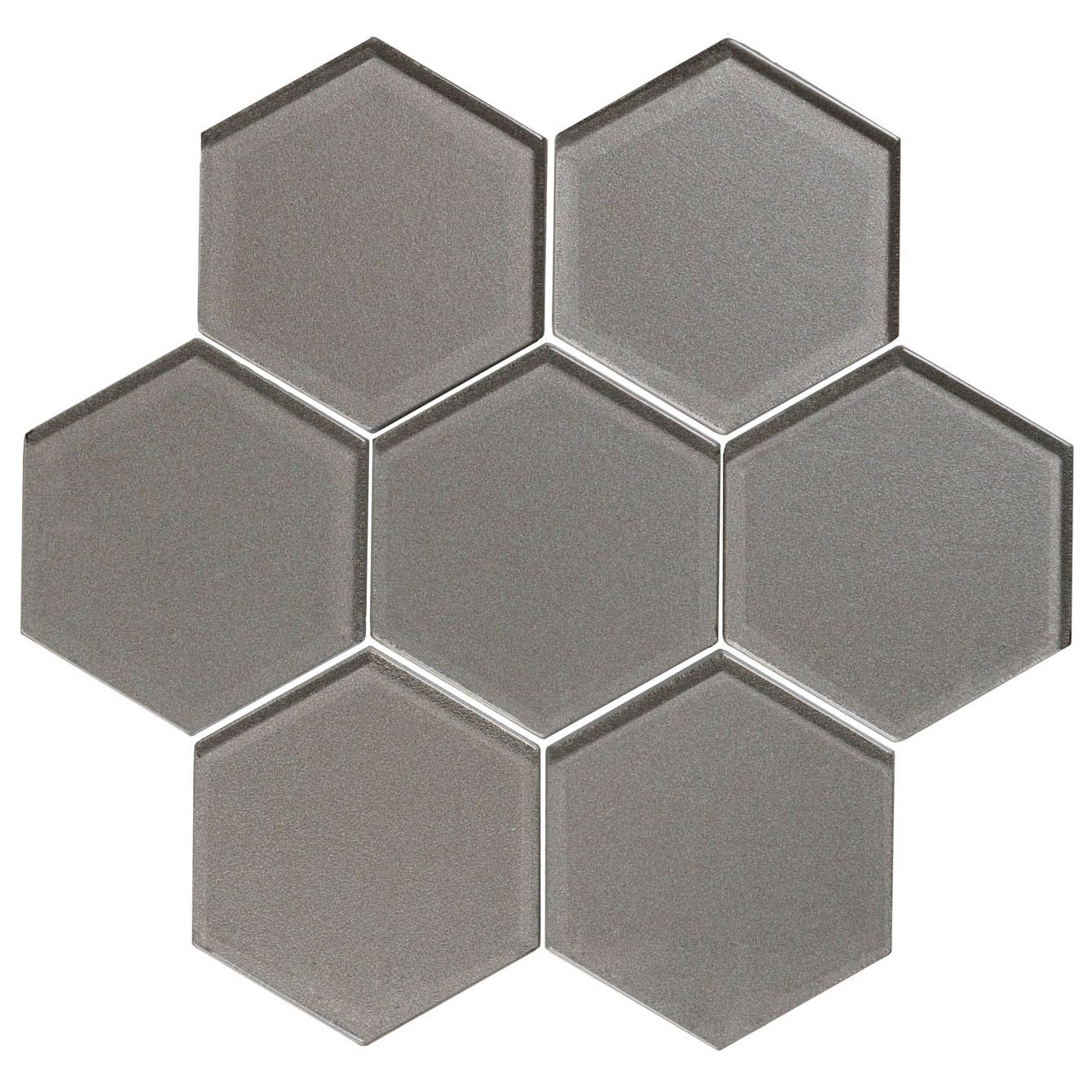 Dionysus Metallic Hexagon Glass Mosaic Wall Tile