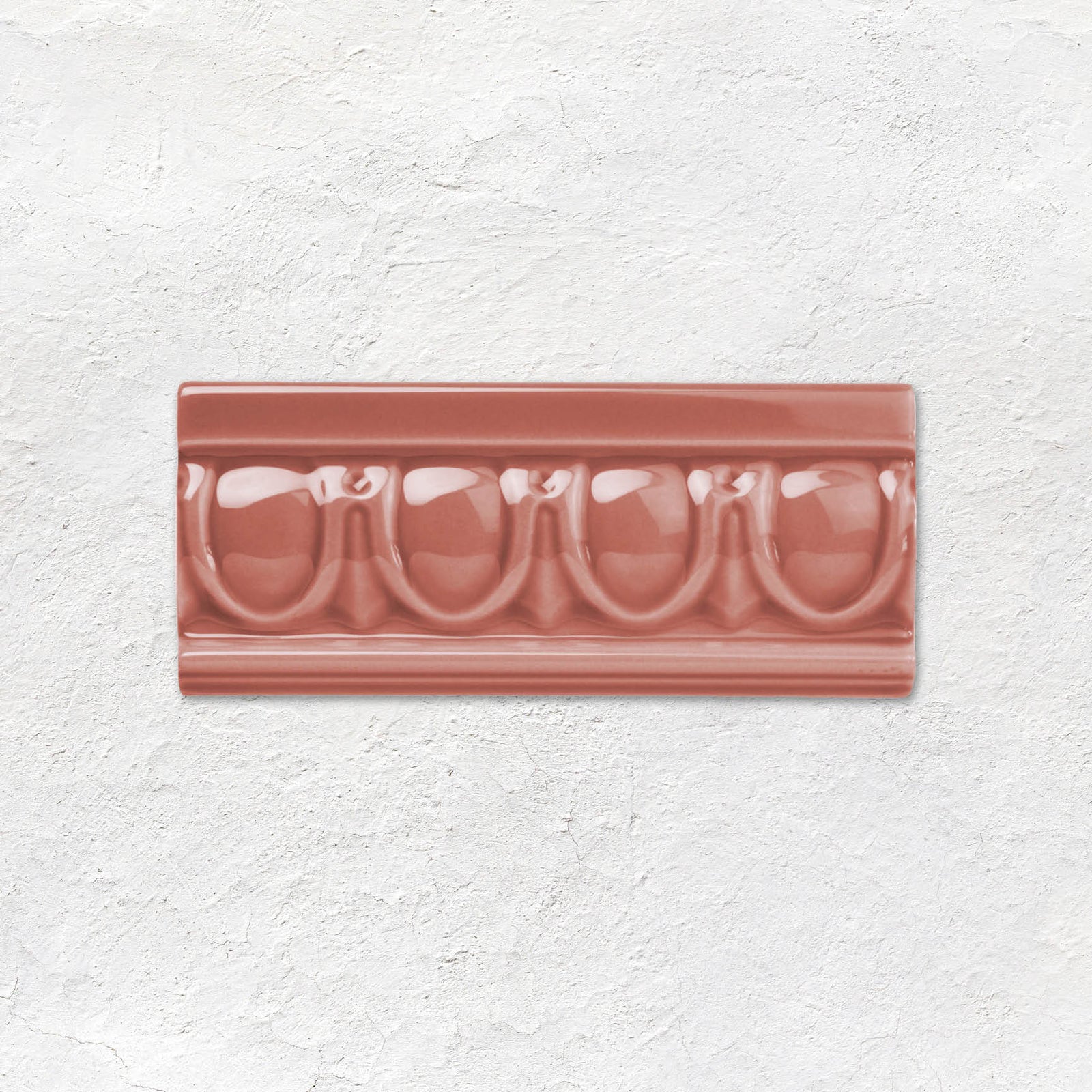 Duchy Pink Egg & Dart Moulding Ceramic Wall Tile 152x65mm