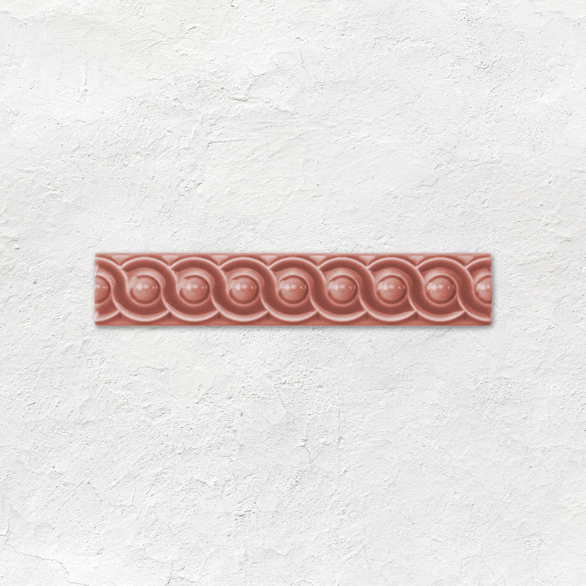 Duchy Pink Scroll Moulding Ceramic Wall Tile 152x29mm - Gloss