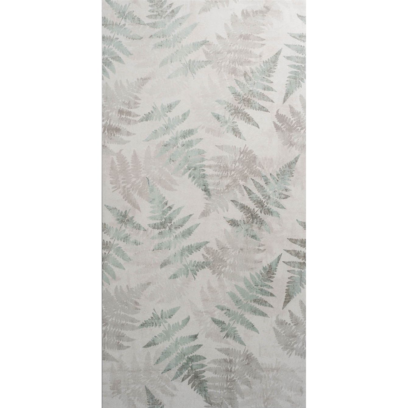 Eden glade 60x30cm fern-patterned wallpaper with soft muted green and silver leaves on off-white background