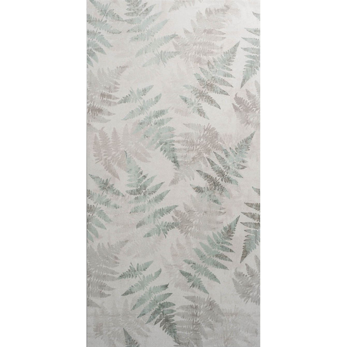 Eden glade 60x30cm fern-patterned wallpaper with soft muted green and silver leaves on off-white background