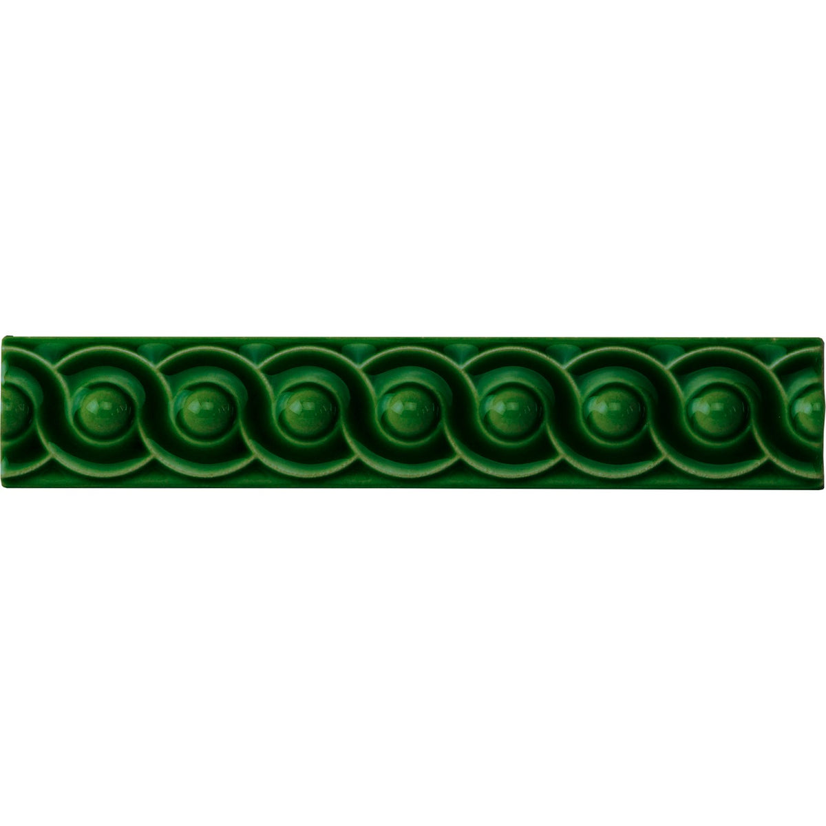 Edwardian Green Scroll Moulding Ceramic Wall Tile 152x29mm - Gloss