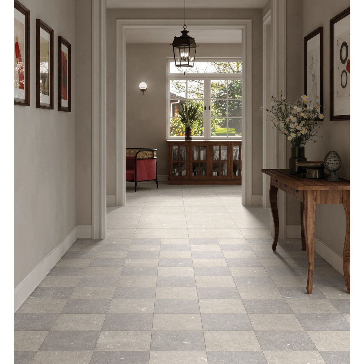 Frame Moor Taupe porcelain tiles room setting