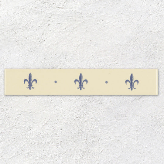 Fleur de Lis Border Royal Blue on County White - alternate view