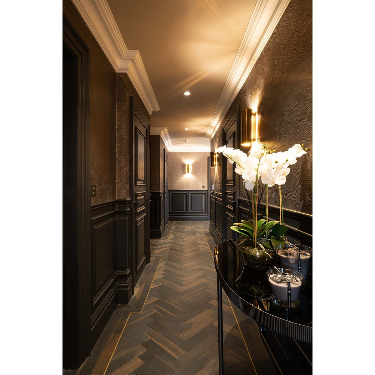 Berkeley Charred Oak dark engineered wood flooring in a living room