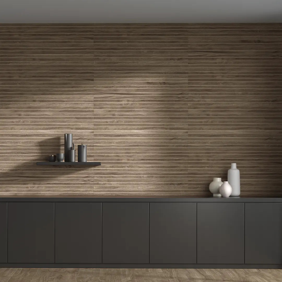 Hannover Wood Dorian Walnut 33 x 100cm ceramic wood effect tile face
