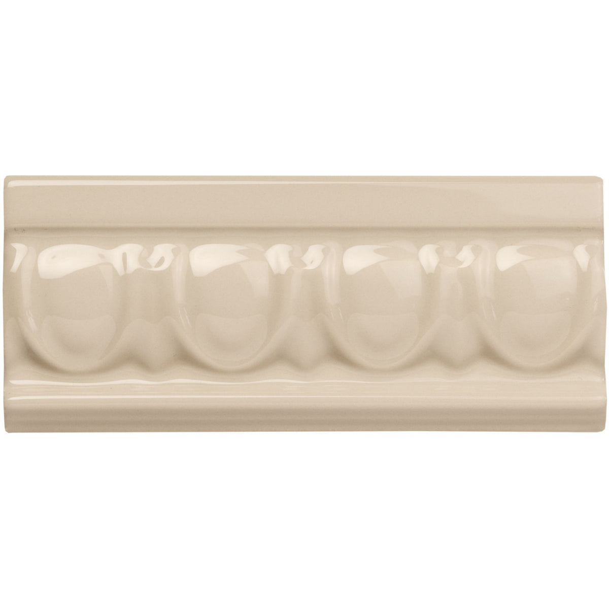 Ivory Egg & Dart Moulding Ceramic Wall Tile 152x65mm - Gloss - Cream & Beige