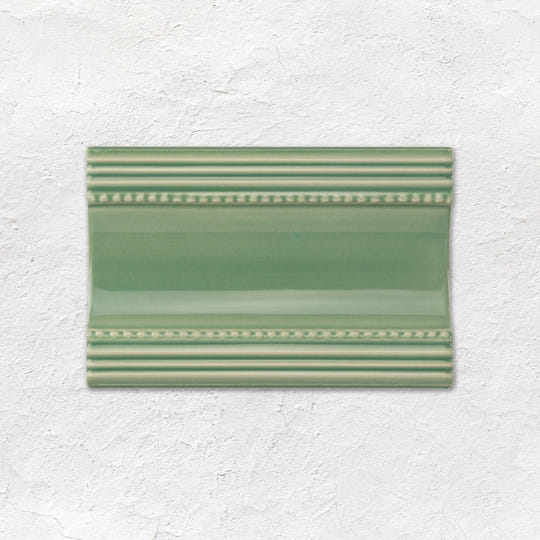 Jade Breeze Plain Cornice Ceramic Wall Tile 152x75mm - Gloss - Green