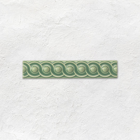Jade Breeze Scroll Moulding Ceramic Wall Tile 152x29mm - Gloss - Green