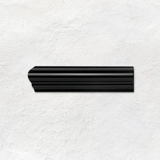 Jet Black Albert Left Corner Ceramic Wall Tile - Gloss