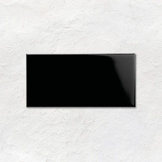 Jet Black Rounded Edge Short Ceramic Wall Tile - Gloss