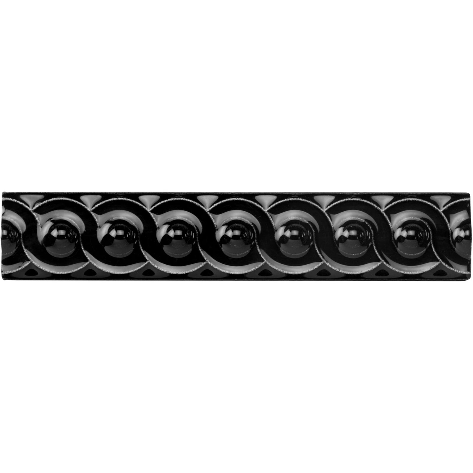 Jet Black Scroll Moulding Ceramic Wall Tile 152x29mm