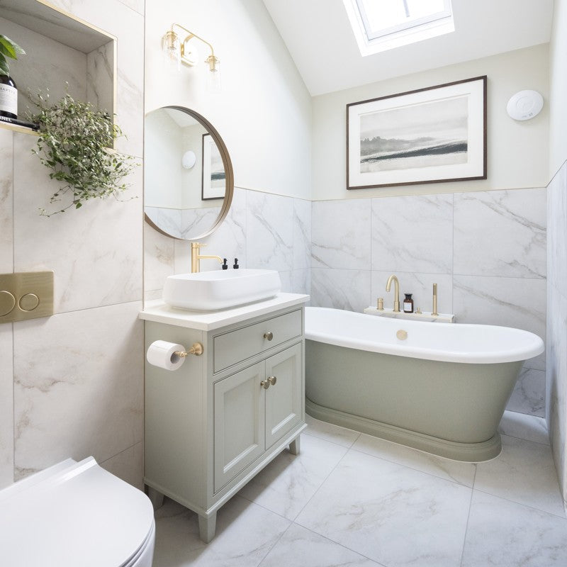 Antique Marble Bianco Matt 30 x 30cm Wall & Floor Tile in a room setting
