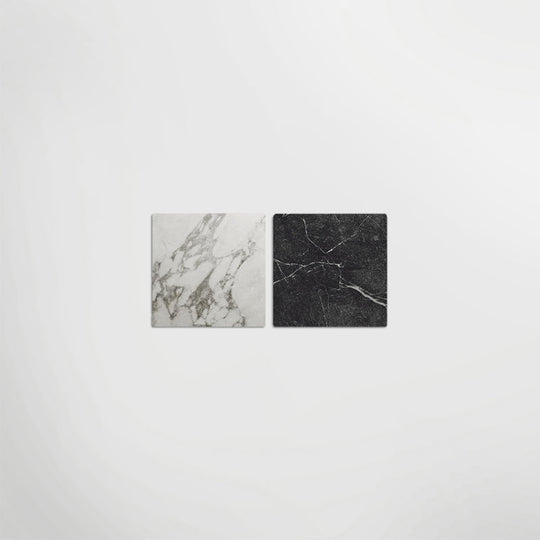 Antique Marble Arabescato and Nero Marquina Chequer Matt 30 x 30cm Wall & Floor Tile - alternate view