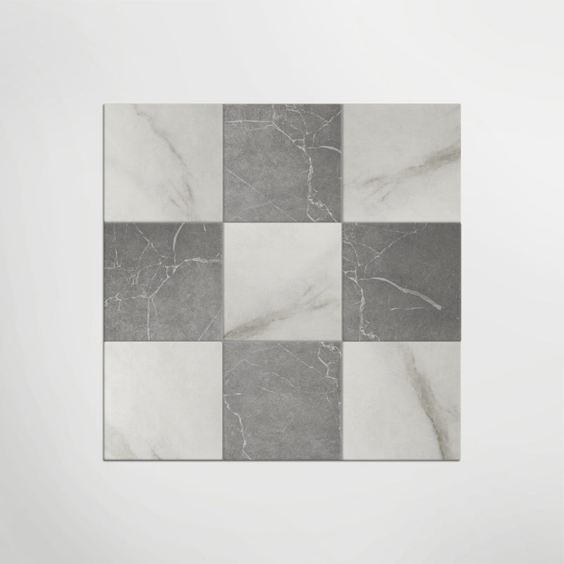 Antique Marble Bianco and Grigio Chequer Matt 30 x 30cm Wall & Floor Tile