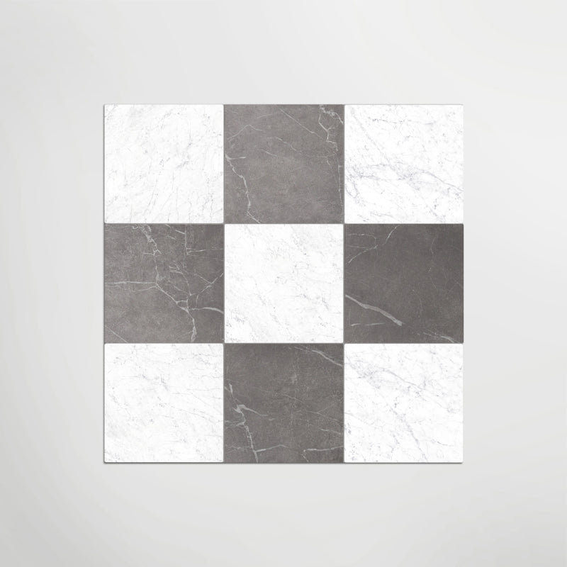 Antique Marble Grigio And Carrara Chequer Matt 30 x 30cm Wall & Floor Tile