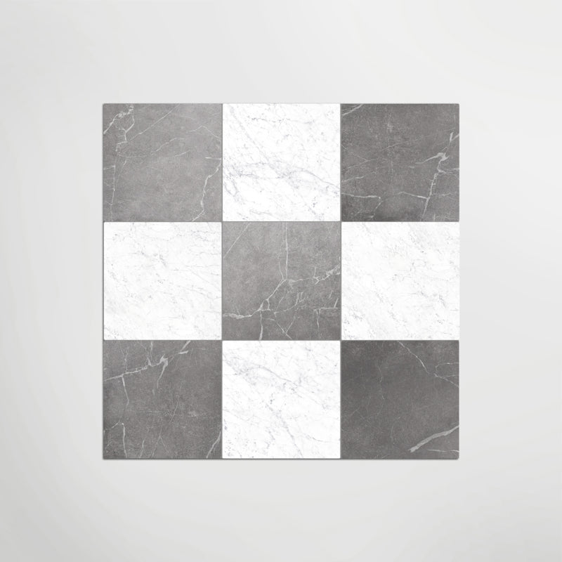 Antique Marble Grigio And Carrara Chequer Matt 30 x 30cm Wall & Floor Tile in a room setting