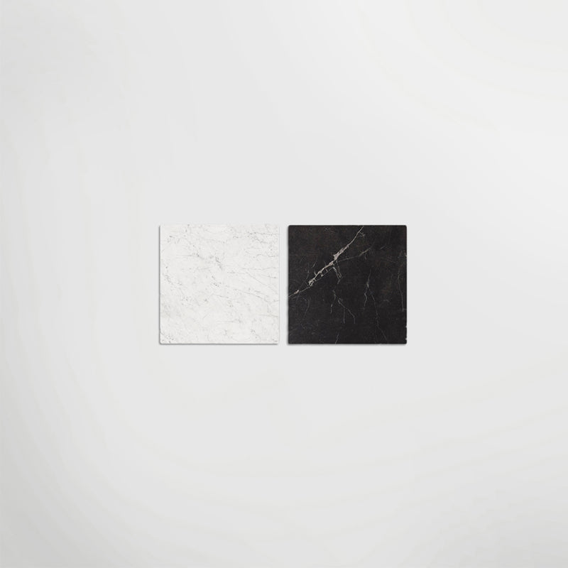Antique Marble Nero Marquina And Carrara Chequer Matt 30 x 30cm Wall & Floor Tile