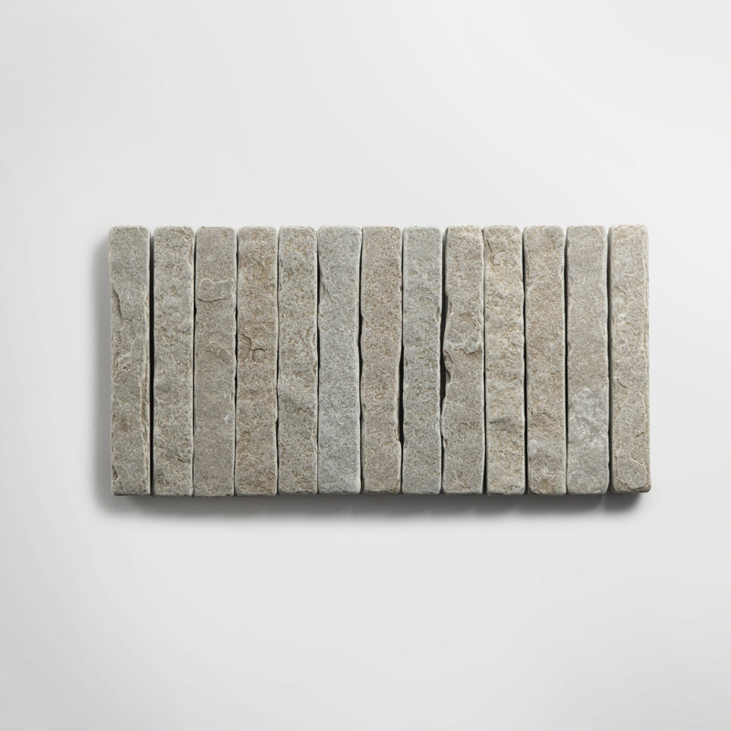 Bordeaux Argento Soldier Course Tumbled 40 x 20cm Wall & Floor Tile in a room setting