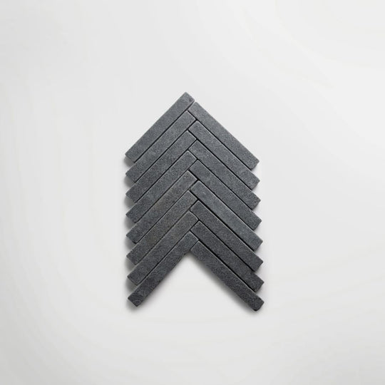 Bordeaux Black Herringbone Tumbled 36 x 29cm Wall & Floor Tile - alternate view
