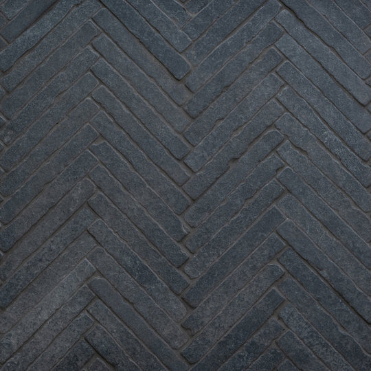 Bordeaux Black Herringbone Tumbled 36 x 29cm Wall & Floor Tile in a room setting
