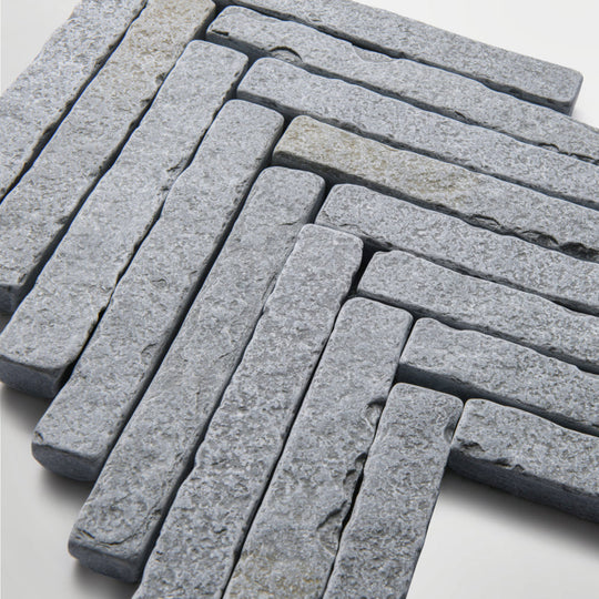 Bordeaux Blue Herringbone Tumbled 33.5 x 29cm Wall & Floor Tile - alternate view