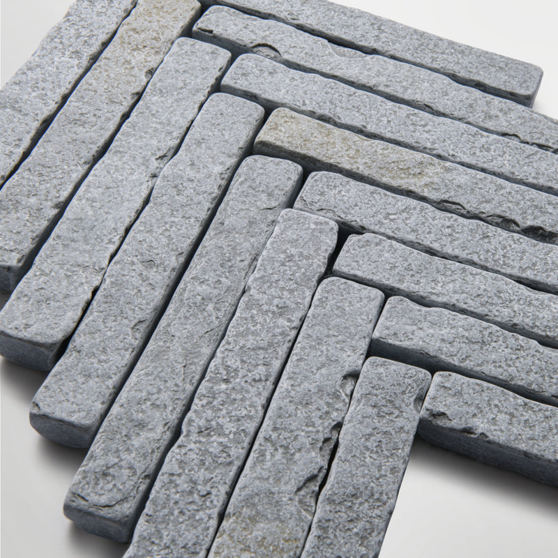 Bordeaux Blue Herringbone Tumbled 33.5 x 29cm Wall & Floor Tile