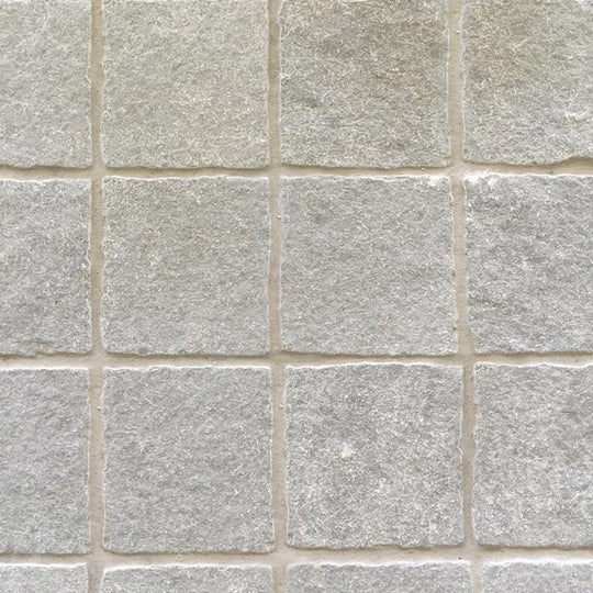 Bordeaux Blue Squares Tumbled 20 x 20cm Wall & Floor Tile in a room setting