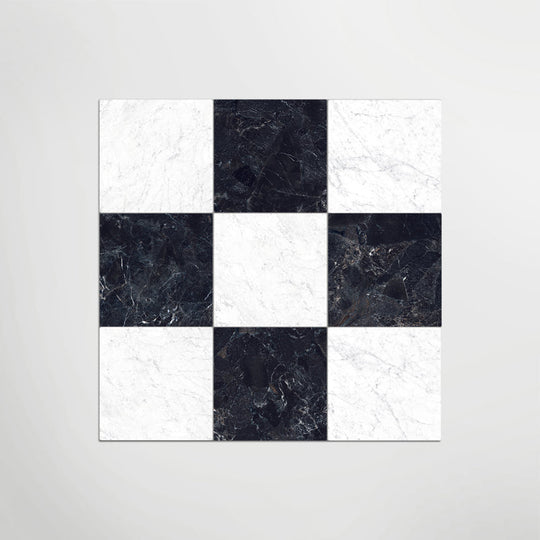 Cosmo Nero And Carrara Chequer Matt 30 x 30cm Wall & Floor Tile - alternate view