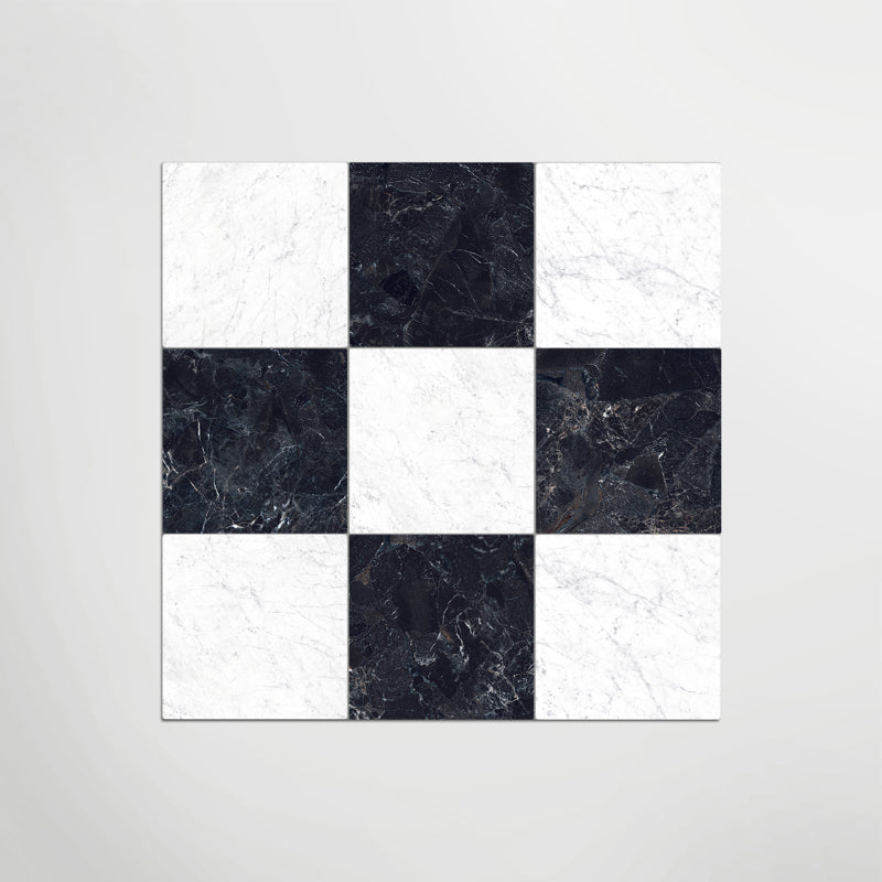 Cosmo Nero And Carrara Chequer Matt 30 x 30cm Wall & Floor Tile