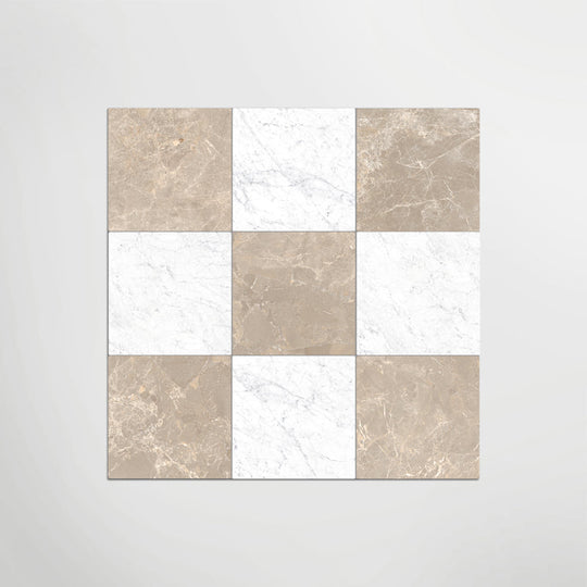 Cosmo Taupe And Carrara Chequer Matt 30 x 30cm Wall & Floor Tile in a room setting