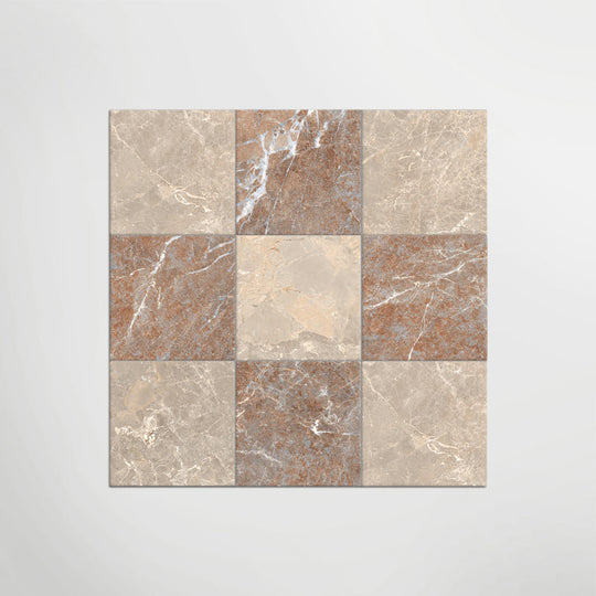 Cosmo Taupe and Rosso Chequer Matt 30 x 30cm Wall & Floor Tile - alternate view
