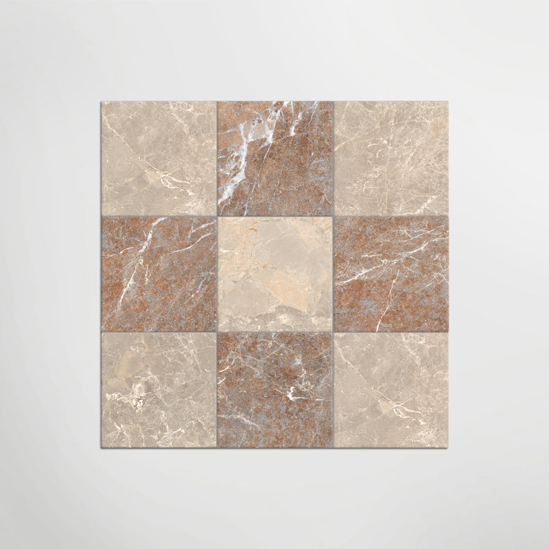 Cosmo Taupe and Rosso Chequer Matt 30 x 30cm Wall & Floor Tile