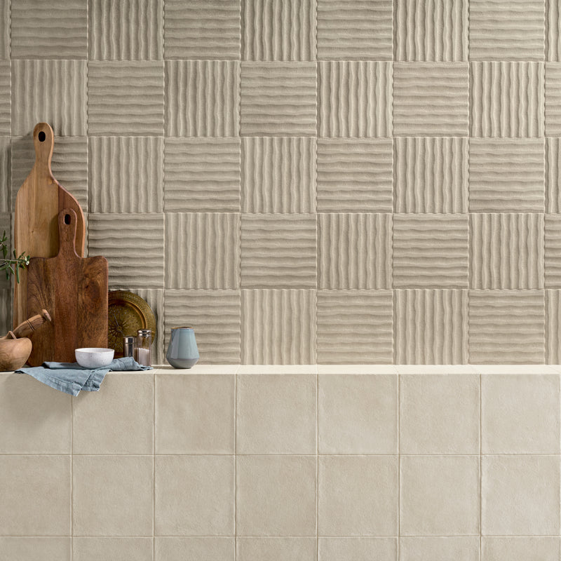 Creta Cloud Matt 20 x 20cm Wall Tile in a room setting