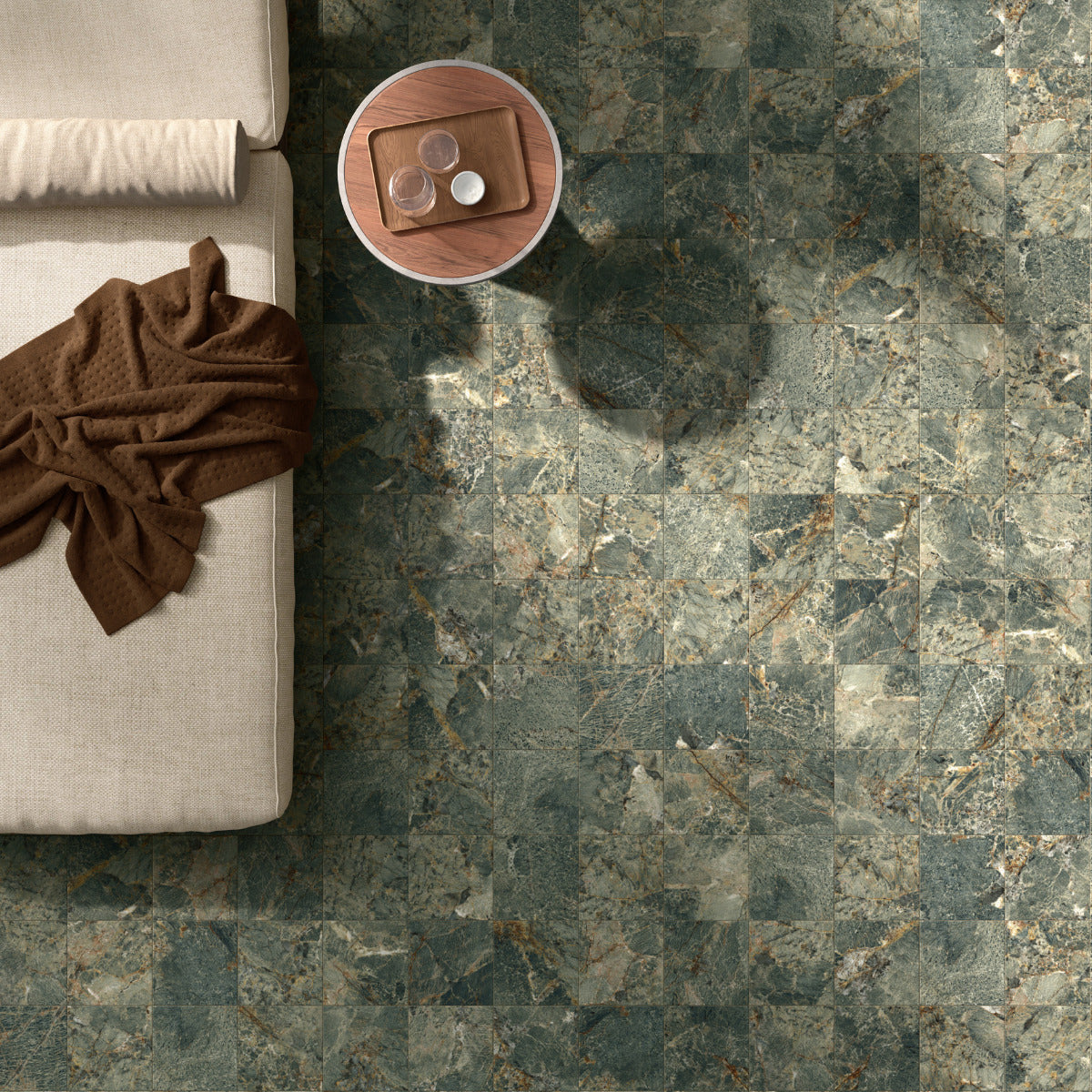 DC Amore Amazzonite Matt 20 x 20cm Wall & Floor Tile in a room setting
