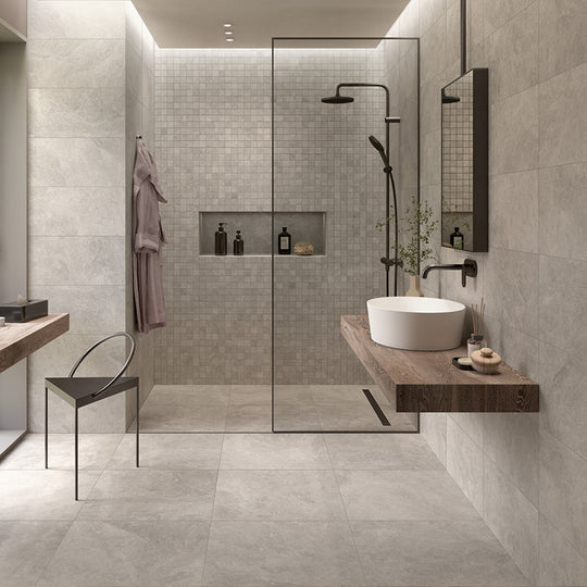 Haven Earth Matt 30 x 60cm Wall & Floor Tile in a room setting