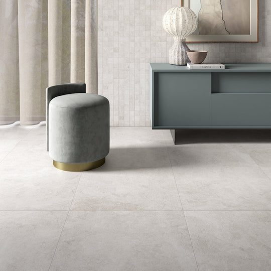 Haven Milk Matt 60 x 60cm Wall & Floor Tile in a room setting