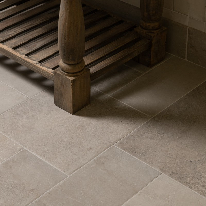 Med Stone Erice Matt 60 x 60cm Wall & Floor Tile in a room setting