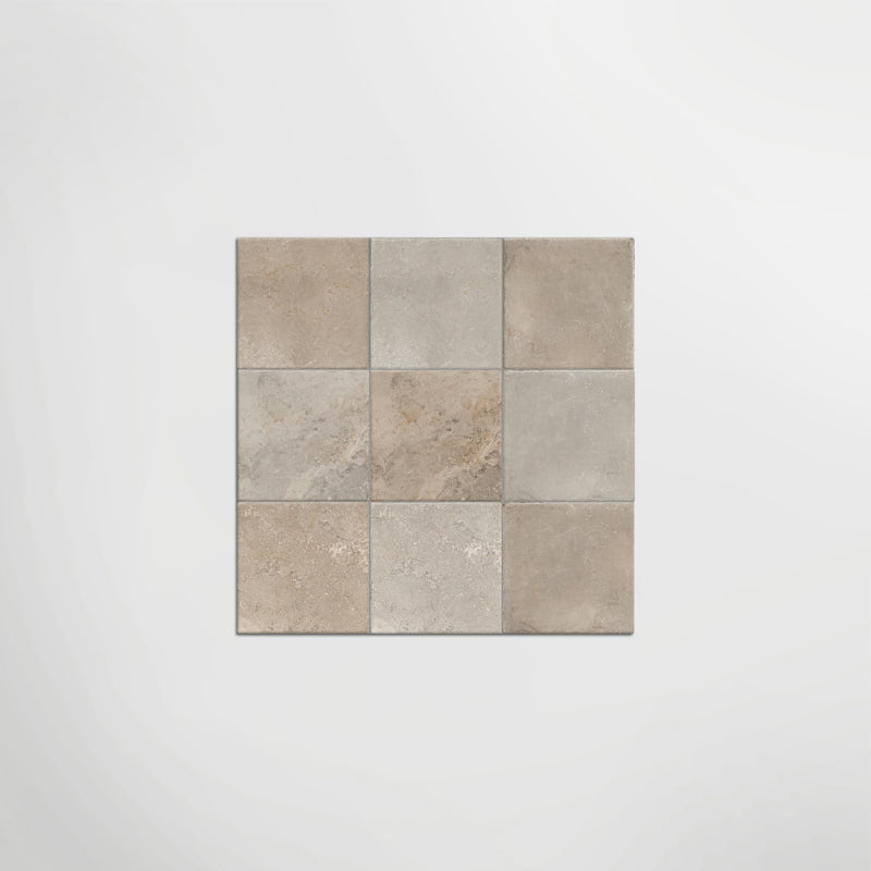 Med Stone Erice And Byblos Chequer Matt 40 x 40cm Wall & Floor Tile in a room setting