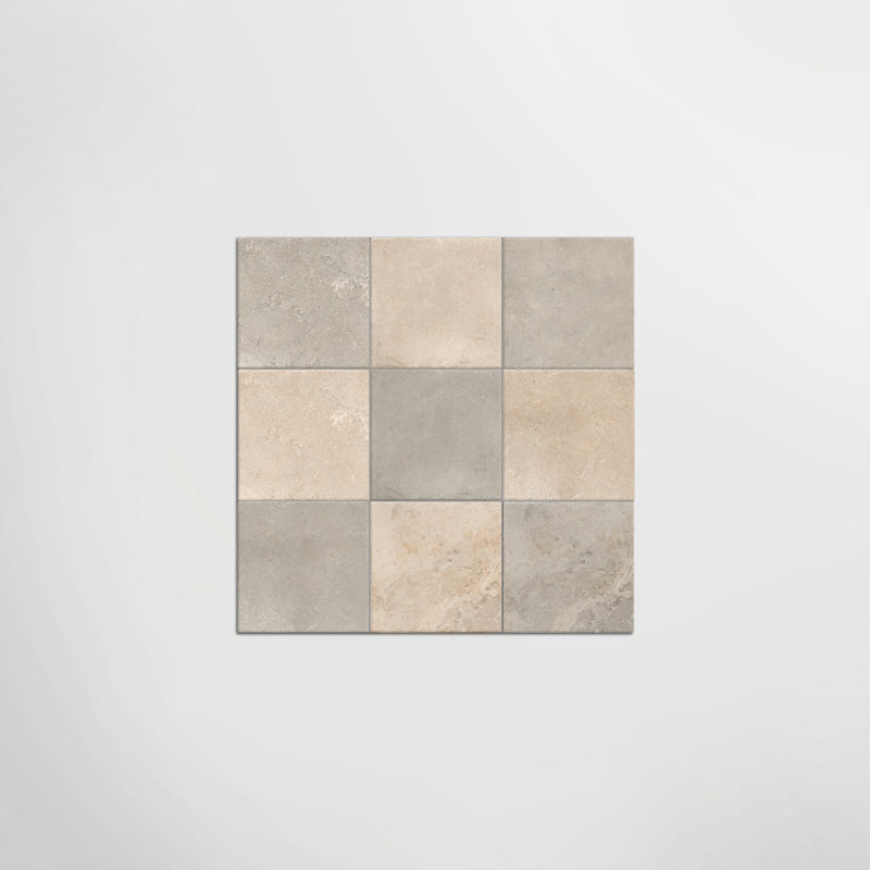 Med Stone Erice And Dor Chequered Matt 40 x 40cm Wall & Floor Tile