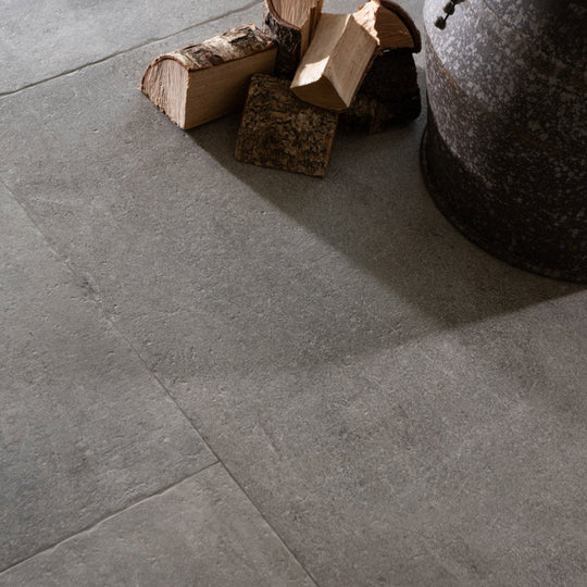 Montpellier Grey Matt 60 x 60cm Wall & Floor Tile in a room setting