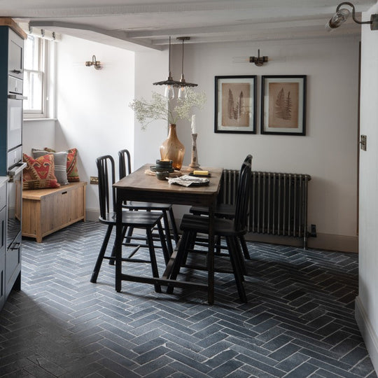 Nero Parquet Matt 25 x 7cm Wall & Floor Tile in a room setting