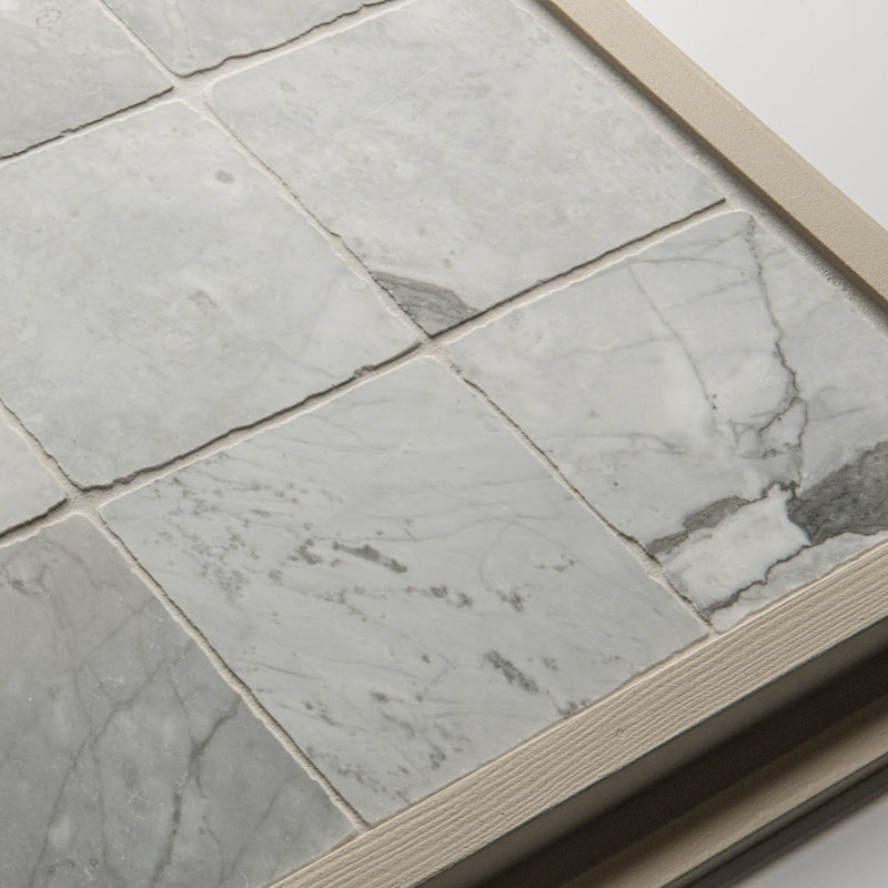 Roman Bardiglio Nuvolato Squares Tumbled 10 x 10cm Wall & Floor Tile - Marble - Neutral