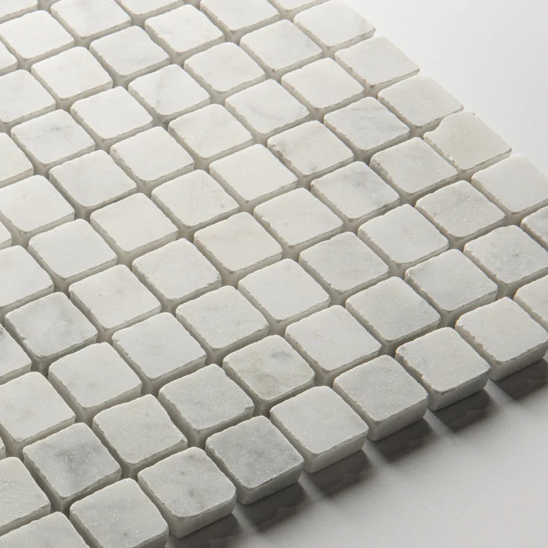 Roman Bianco Carrara Mosaic Honed 30 x 30cm Wall & Floor Tile - Marble - White