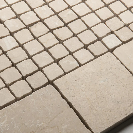 Roman Botticino Squares Tumbled 10 x 10cm Wall & Floor Tile - alternate view