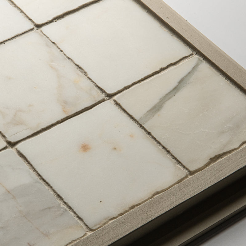 Roman Calacatta Gold Squares Tumbled 10 x 10cm Wall & Floor Tile - Marble - Cream & Beige