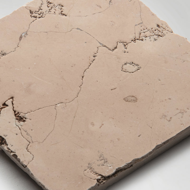Roman Rosa Perlino Squares Tumbled 10 x 10cm Wall & Floor Tile - Marble - Red