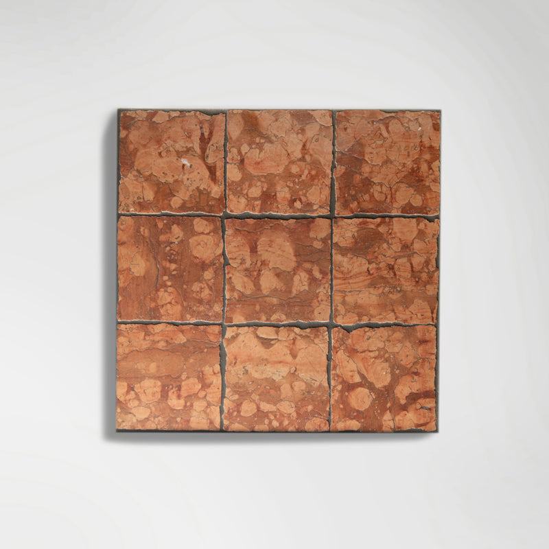 Roman Rosso Verona Squares Tumbled 10 x 10cm Wall & Floor Tile - Marble - Red