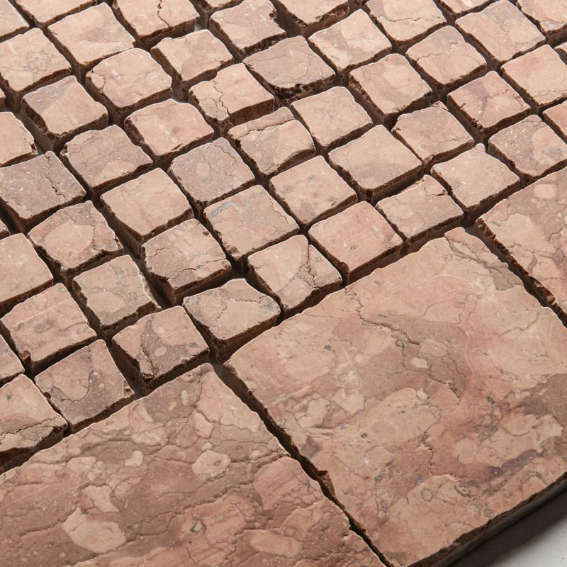 Roman Rosso Verona Squares Tumbled 10 x 10cm Wall & Floor Tile - Marble - Red